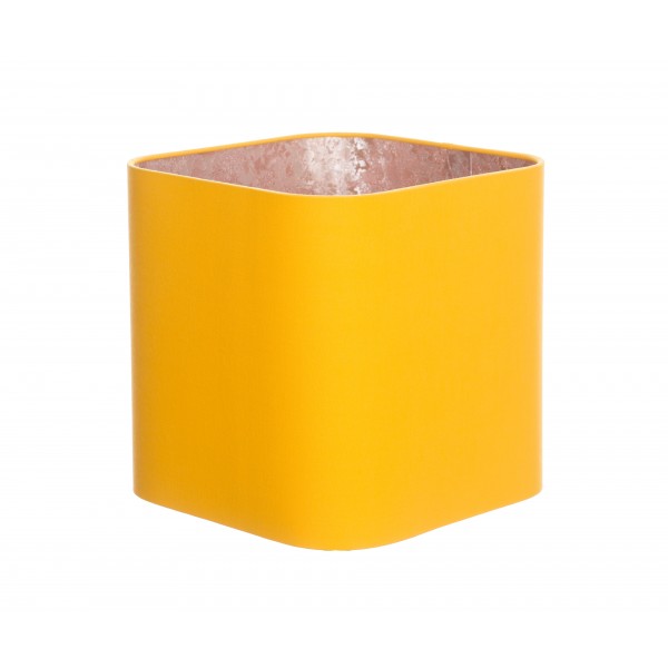 Hand Made Corn Yellow Rounded Square Lampshade with Rose Gold Lining