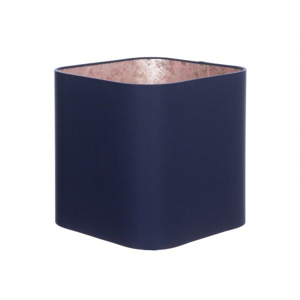 Hand Made Navy Blue Rounded Square Lampshade with Rose Gold Lining