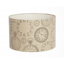 Hand Made Beige and Charcoal Vintage Clocks Lampshade