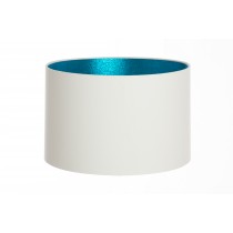 Hand Made White Cotton Lampshade With Turquoise Shimmer Lining