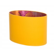 Hand Made Corn Yellow Oval Lampshade with Cerise and Yellow Floral Lining