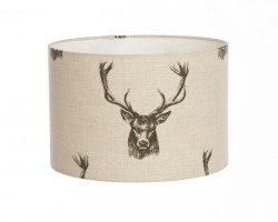 Hand Made Cream and Grey Charcoal Stags Design Lampshade
