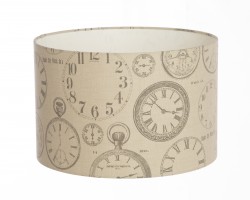 Hand Made Beige and Charcoal Vintage Clocks Lampshade