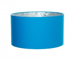 Hand Made Sky Blue Drum Lampshade with Silver Lining
